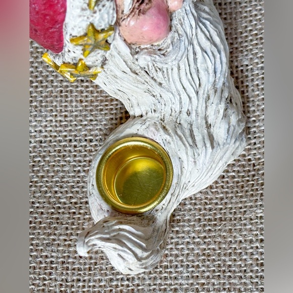 Vintage Santa Claus Resin Taper Candle Holder Christmas St Nick Rustic Farmhouse - Picture 6 of 8